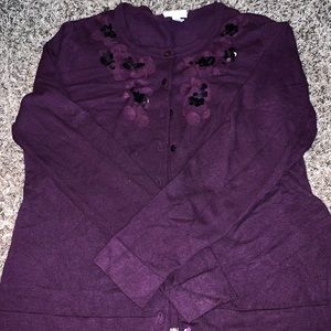 Charter Club Sweaters - Purple Cardigan, Beautiful accents near collar Charter Club Sweaters - Purple Cardigan, Beautiful accents near collar